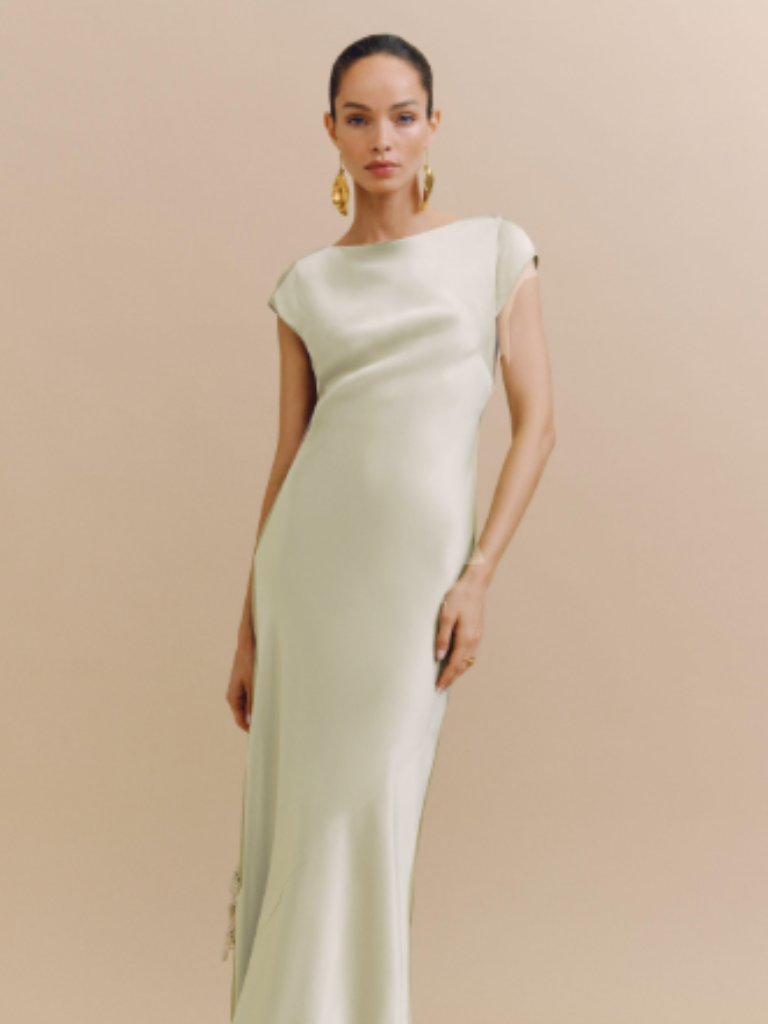 Reformation Niamh Silk Maxi Dress Green 12 Nwt